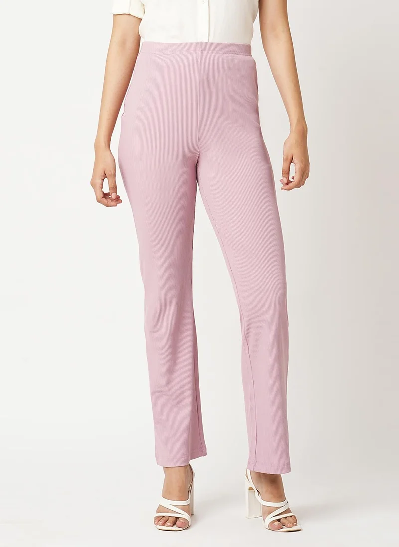 جلو باص جلوبس نسائي وردي سليم فيت بوت كت تريجينجز مطاطي